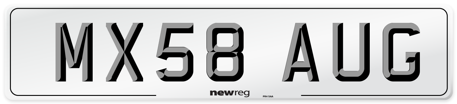 MX58 AUG Number Plate from New Reg